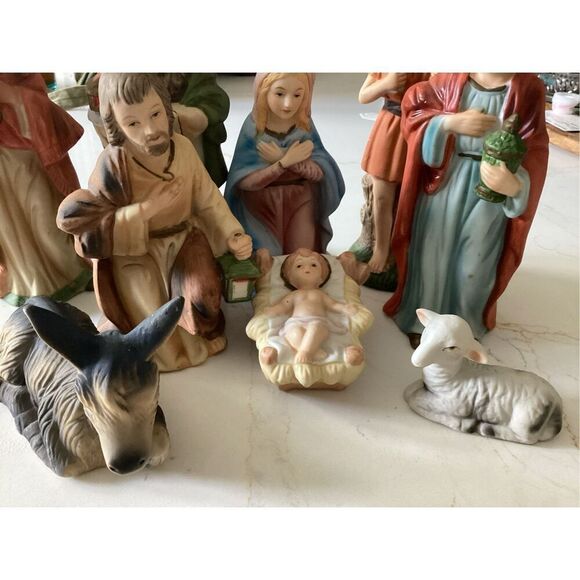 Homco Porcelain Bisque Nativity Complete Set 9 Pieces Vintage #5216 - Picture 2 of 6